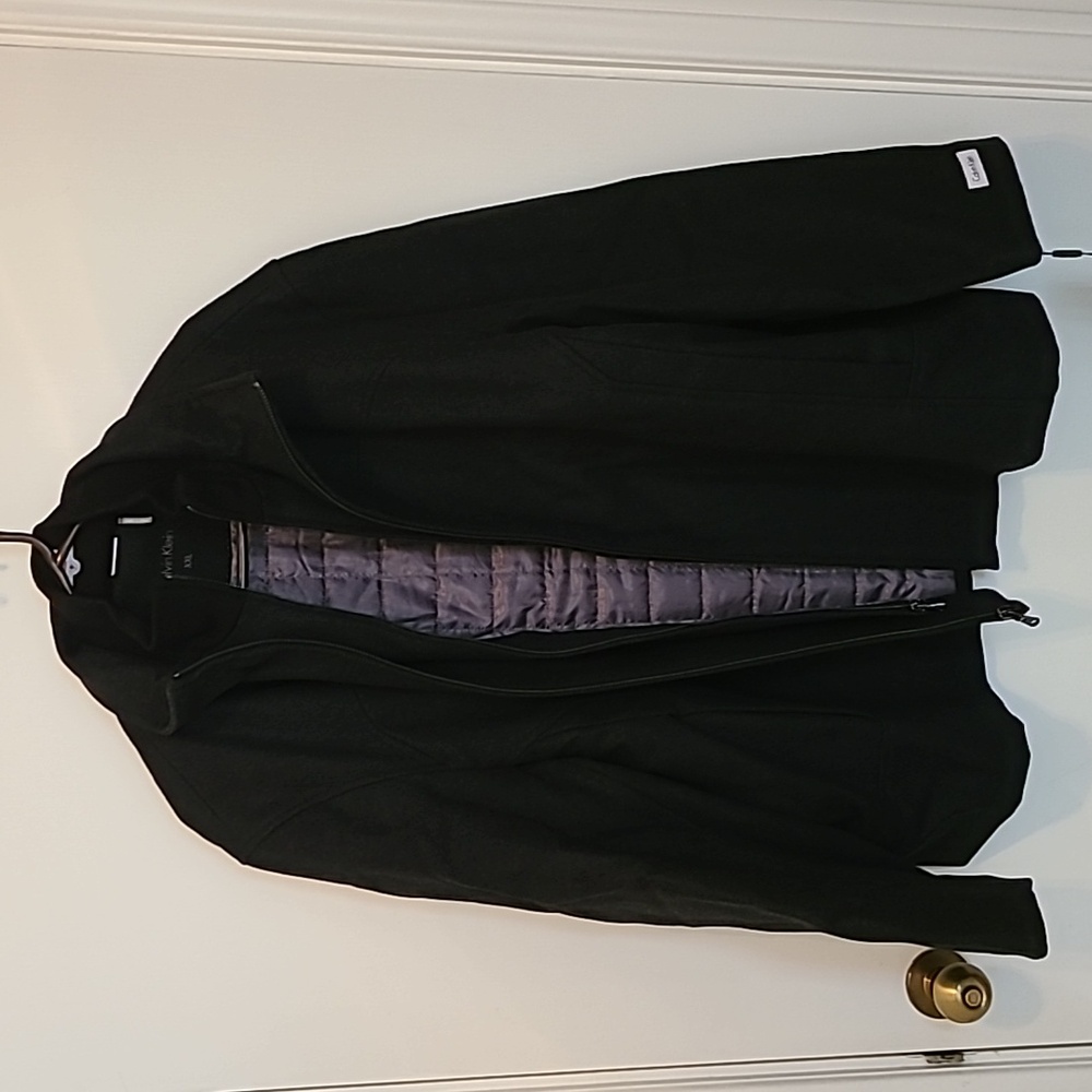 Calvin klein wool blend coat jacket 2xl charcoal double zip